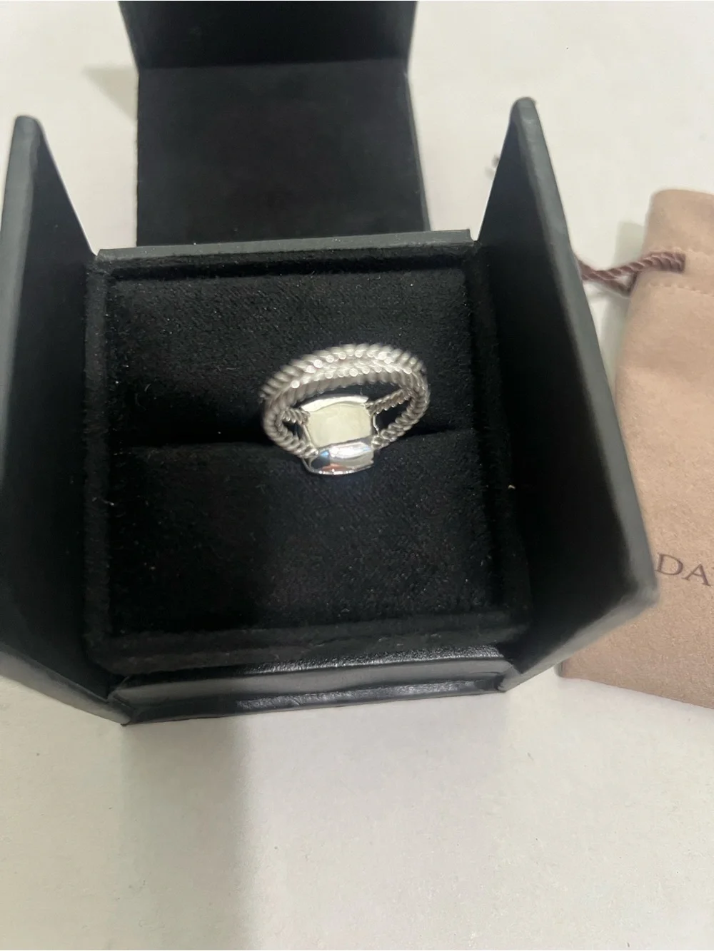David Yurman Petite Albion Ring with Citrine and Diamonds Size 7
